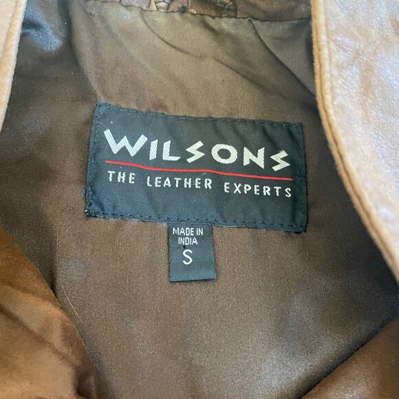 Wilsons Mens Vest Sz S Brown Motorcycle Jacket Genuine Leather Full Zip Biker - Picture 3 of 11